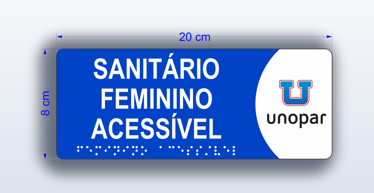 Placa Sanitário Feminino Acessível - padrão Unopar